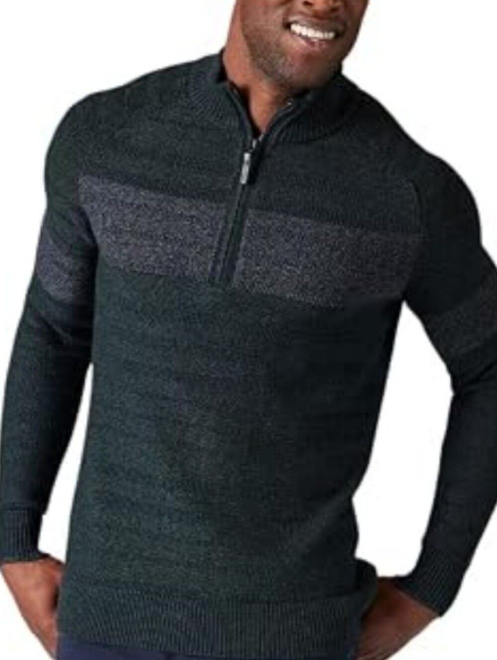 Smartwool Men’s Ripple Ridge Stripe Wool Blend Half-Zip Sweater Dark Sage L